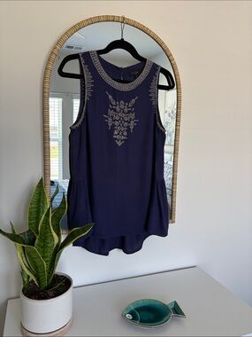 Jessica Simpson Dark Purple Embroidered Sleeveless Top
